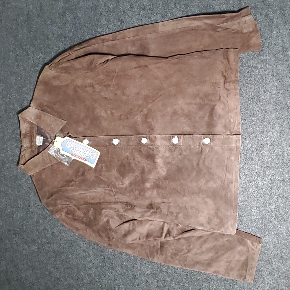 NWT Women's Brown Genuine Leather Marlboro Button Up Shirt Size M
